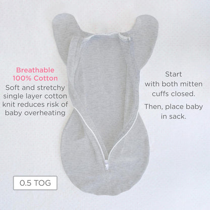 SwaddleDesigns Swaddle Sack with Arms Up Half-Length Sleeves and Mitten Cuffs,