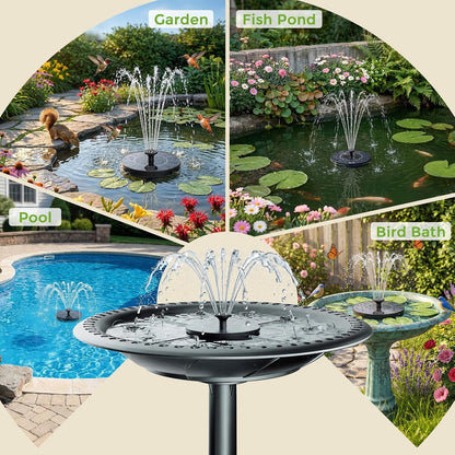 AISITIN Solar Fountain Pump with 6 Nozzles, 2026 Solar Bird Bath Fountains, Upgraded Floating Solar Water Fountain for Garden, Pond, Pool & Outdoor