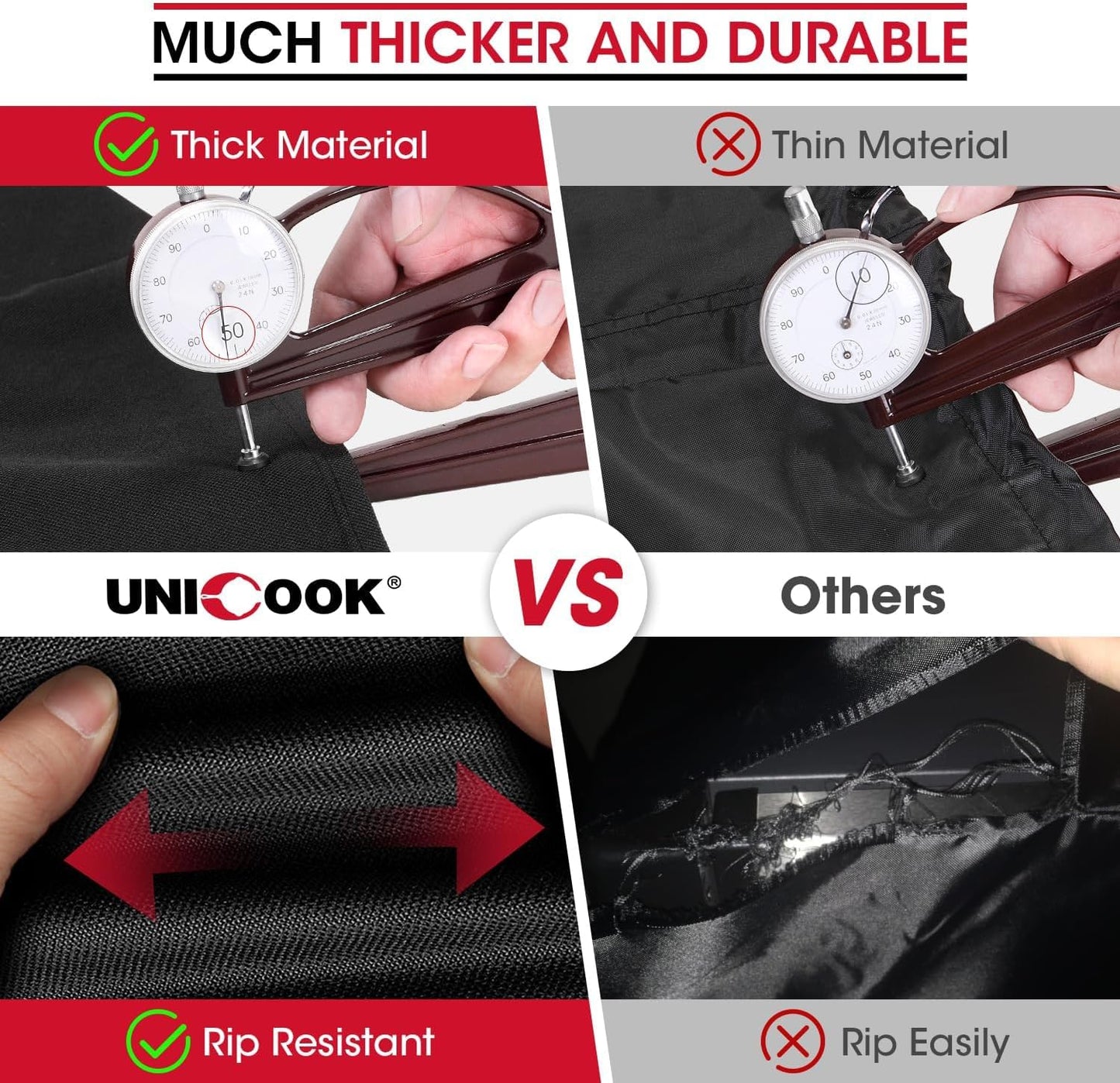 UNICOOK BBQ Abdeckung 60 Zoll, Hochleistungs-Wasserdichte Grillabdeckung, Spezielle Licht- und UV-beständige Outdoor-Grillabdeckung, Grillzubehör Kompatibel mit Weber Char-Broil Nexgrill und mehr