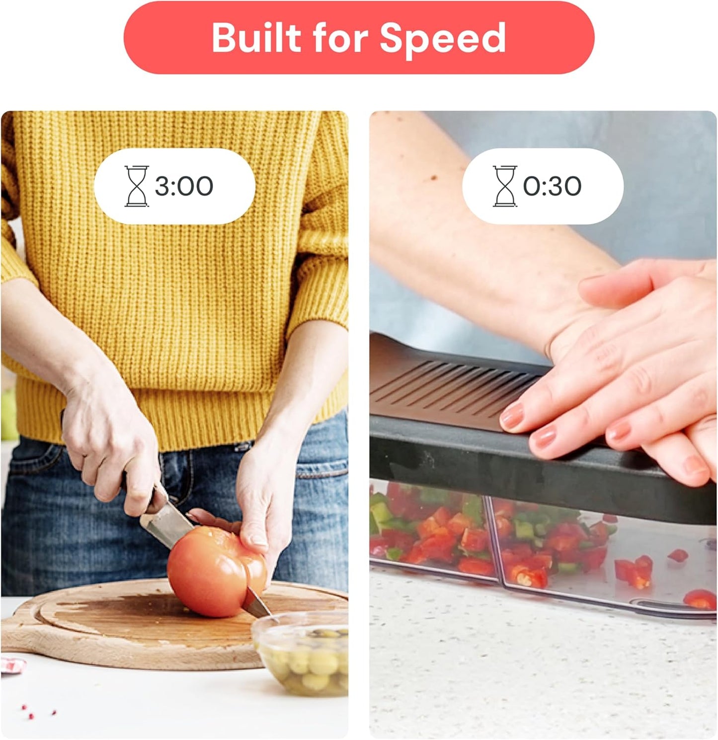 Fullstar Gemüsehacker und Mandolinenschneider - Julienne-Schneider, Würfelschneider, Reibe für Lebensmittel, Gemüse, Zwiebeln, Gurken, Tomaten, Salat, Kartoffeln, Käse - Küchenutensilien & Gadgets (Kompakt 6-in-1, Weiß)