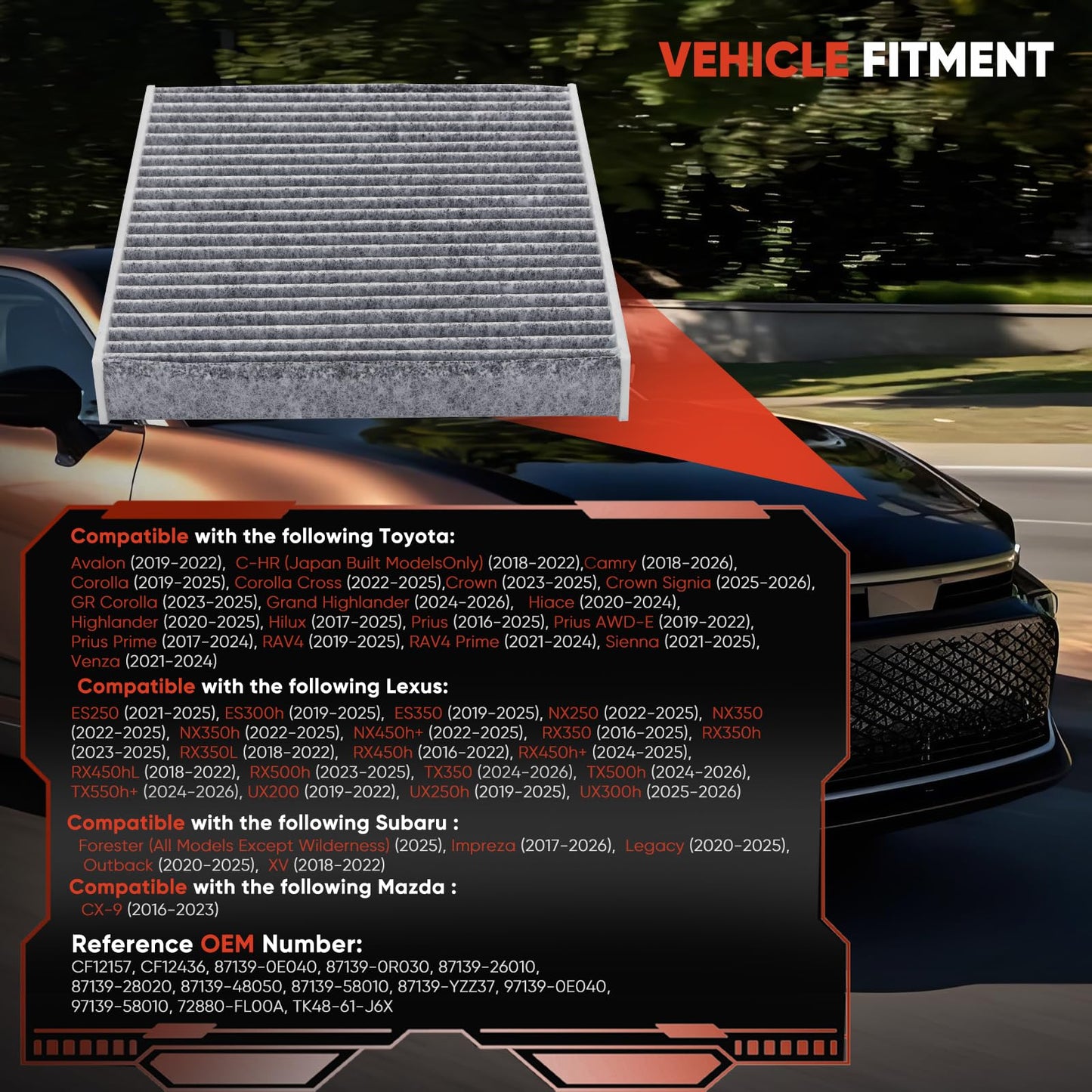 CA10262 Engine Air Filter Fit Ford Expedition/F150/F250/F350 (2007-2021) & Lincoln Navigator Replaces FA1883, 7C3Z9601A, A35642