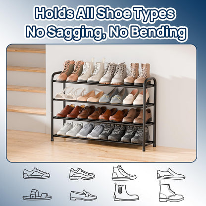 ENJOYBASICS Erweiterbare Schuhregale aus Metall für den Kleiderschrank, 3-stöckiges verstellbares Schuh-Organizer-Regal, schwarz, freistehendes Schuhregal für den Eingangsbereich