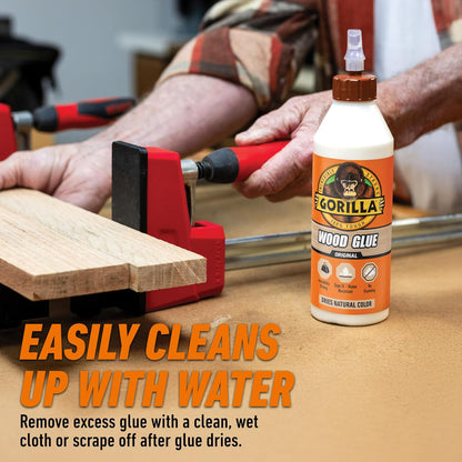 Gorilla Glue Wood Glue, Indoor & Outdoor Carpentry Projects, Paintable, Sandable, Moisture Resistant, Clamping, Natural Color, 4oz/118mL (Pack of 1), 6212001