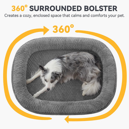 JOEJOY Orthopedic Dog Beds Large Sized Dog, XL Egg-Crate Memory Foam Pet Couch Bed with Bolster Sides, Waterproof Lining, Removable Washable Cover & Non-Slip Bottom, Brown