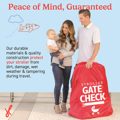 J.L. Childress Gate Check Bag for Single & Some Double Strollers - Travel Bag for Airplane, Fits Most Standard Baby Strollers, Airport Accessories Gate Check, Flying Essentials - Neon Blue