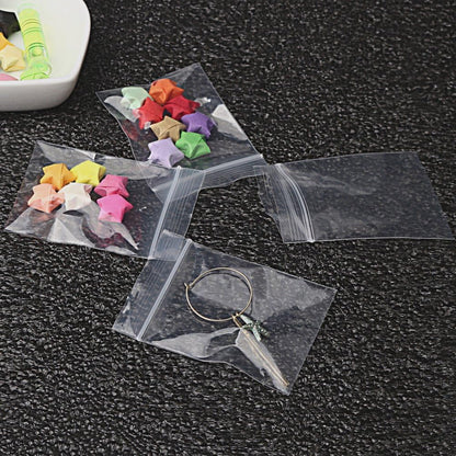 100 kleine Plastiktüten, 5 x 7 cm, wiederverschließbare Zip-Beutel, kleine durchsichtige Plastiktüten für Schmuck, Schrauben, Aufbewahrung