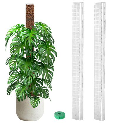 EOX 4 Pcs 24 Inch Plastic Moss Pole for Monstera, Large D Shaped Poles for Climbing Plants Work with Sphagnum Moss, 90 Inch Plant Stake Set of 4, Garden Ties