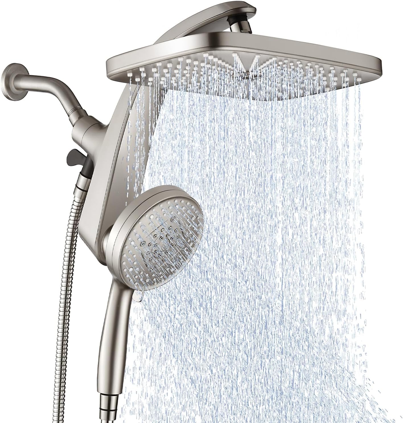 BOZYBO Rain Shower Head with Handheld: High Pressure Shower Heads with Handheld Spray Combo, 12" Rainfall Shower Head and 9 Sprays Hand Showerheads with Magnetic Docking and Power Jets, Chrome
