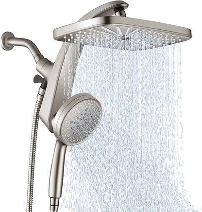 BOZYBO Rain Shower Head with Handheld: High Pressure Shower Heads with Handheld Spray Combo, 12" Rainfall Shower Head and 9 Sprays Hand Showerheads with Magnetic Docking and Power Jets, Chrome