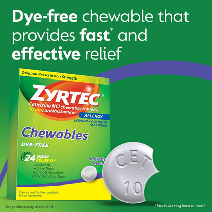 Zyrtec Children's Allergy 24HR Dissolving Citrus Tablets 24HR Allergy Relief Chewable Tablets Bundle, 24 ct Each