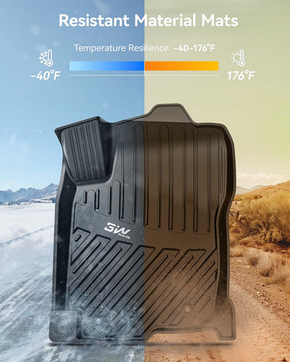 3W Floor Mats for Toyota Tacoma 2024 2025 2026 Double Cab Auto Tran(Not Fit Hybrid & XtraCab), TPE All Weather Custom Fit Floor Liner for Tacoma TRD/SR/SR5/limited Car Liners.