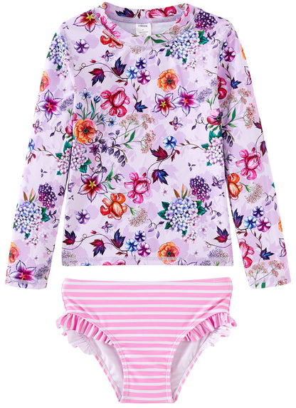 UMELOK Toddler and Little Girls Rash Guard Sets with Bikini Bottoms Swimwear