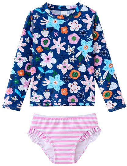 UMELOK Toddler and Little Girls Rash Guard Sets with Bikini Bottoms Swimwear