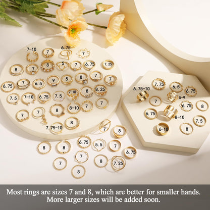 FAXHION 24-60 Pcs Gold Stackable Rings for Women, Knuckle Rings Chunky Gold Ring Set Dainty Stacking Cute Rings, Multiple Sizes Cute Jewelry Set Gift