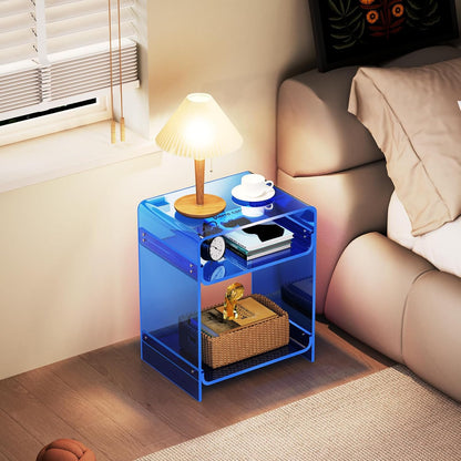 Acrylic Side Table with Storage Shelf - A Perfect Addition to Your Home