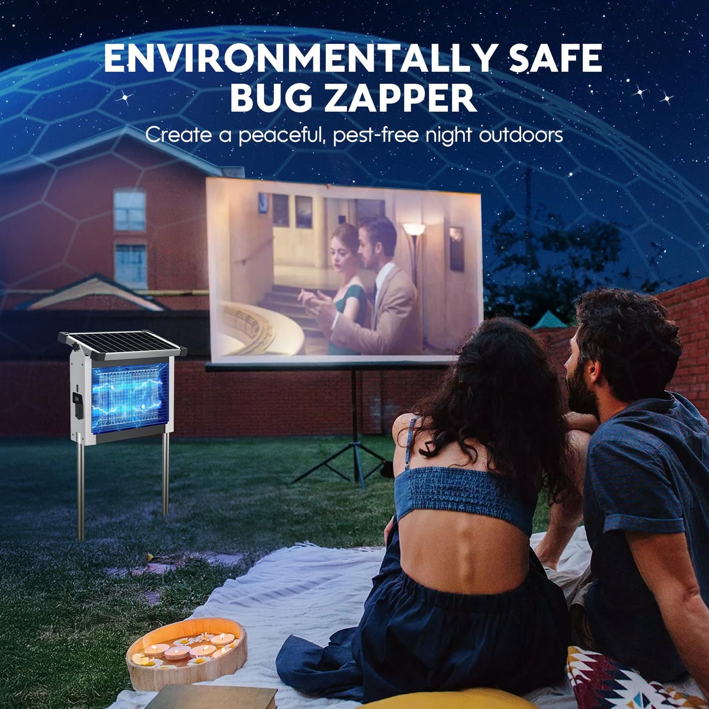 Solar Bug Zapper Outdoor, Waterproof Mosquito Zapper Outdoor Solar Powered, 4500V Electric Bug Zapper Indoor w/Smart Light Sensor, Mosquito Trap Fly Zapper for Patio Kitchen Garage Yard Camping