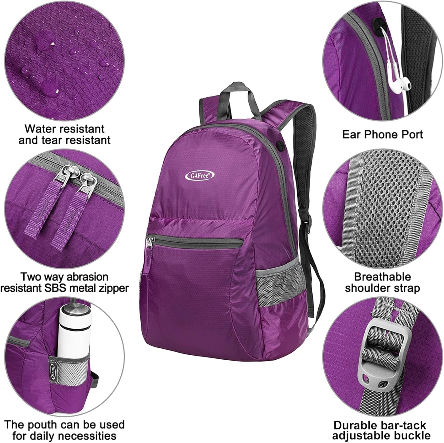 G4Free 20L Lightweight Packable Backpack Foldable Travel Hiking Daypack for Men and Women