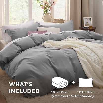 Funda nórdica blanca Bedsure, tamaño Queen, 3 piezas, aspecto de algodón prelavado, juego de cama extrasuave, incluye 1 funda nórdica de 228 x 228 cm con cierre de cremallera y 2 fundas de almohada, edredón no incluido