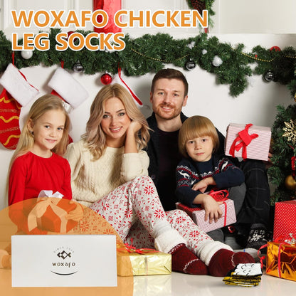 2 Paar Hühnerschenkel Socken, WOXAFO 3D Neuheit Lustige Kniehohe & Wadenhohe Hühnerkostüm Fußsocken, Tierpfoten Socke für Damen Herren Thanksgiving Weihnachten Geburtstag Party Strumpffüller Geschenke