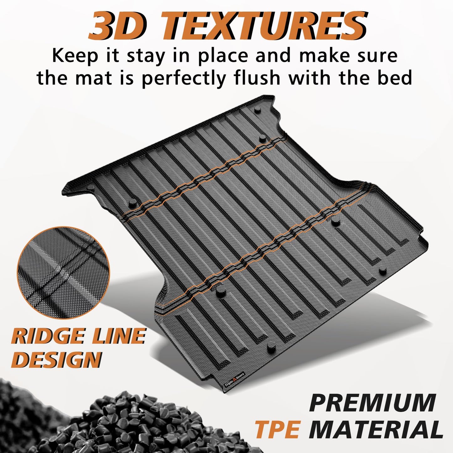 TripleAliners Truck Mat Compatible with 2019-2026 Chevy Silverado 1500 / GMC Sierra 1500 6.6FT Accessories, Truck Bed Mat Heavy Duty Custom Fit All Weather Protection TPE Pickup Liner, Standard Bed