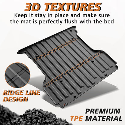 TripleAliners Truck Mat Compatible with 2019-2026 Chevy Silverado 1500 / GMC Sierra 1500 6.6FT Accessories, Truck Bed Mat Heavy Duty Custom Fit All Weather Protection TPE Pickup Liner, Standard Bed