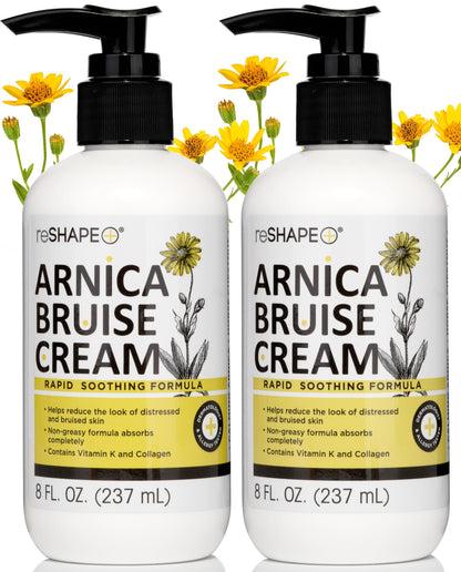 Reshape+ Arnica Bruise Relief Topical Cream For Bruising, Swelling, & Discoloration On Skin, Natural Skin Care Homeopathic Arnica Lotion W/Vitamin K, Horse Chestnut, & Collagen, Large 8 Fl Oz