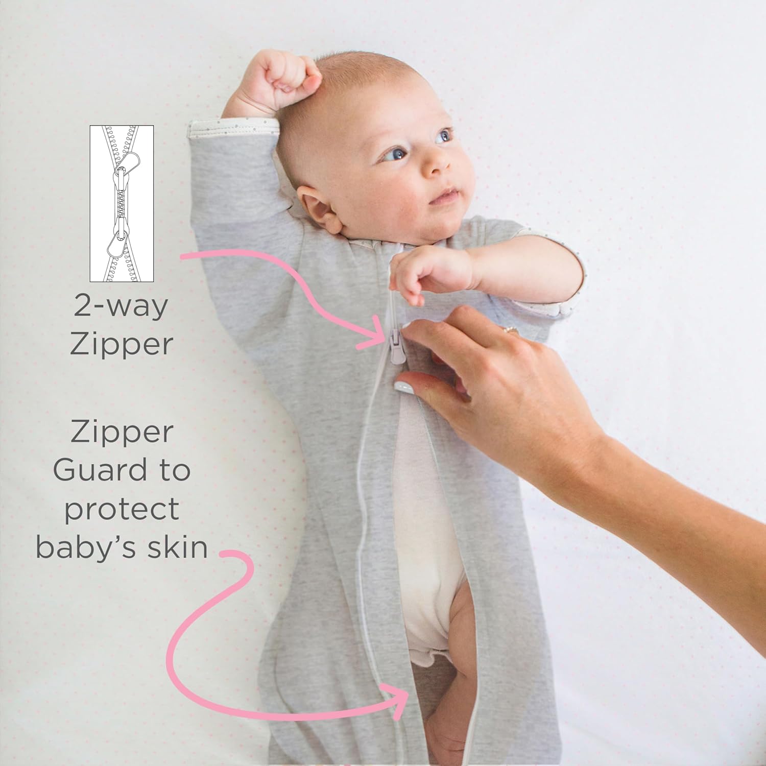 SwaddleDesigns Swaddle Sack with Arms Up Half-Length Sleeves and Mitten Cuffs,