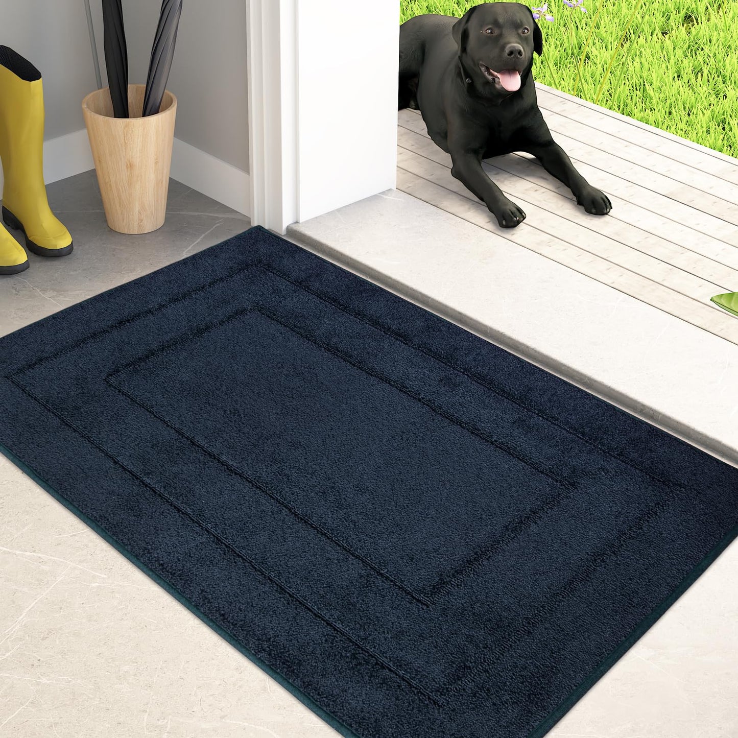 PURRUGS Dirt Trapping Door Mat 32" x 70", Non-Slip/Skid Machine Washable Entryway Rug, Dog Doormat, Super Absorbent Welcome Mat for Muddy Wet Shoes and Paws, Grayish Brown