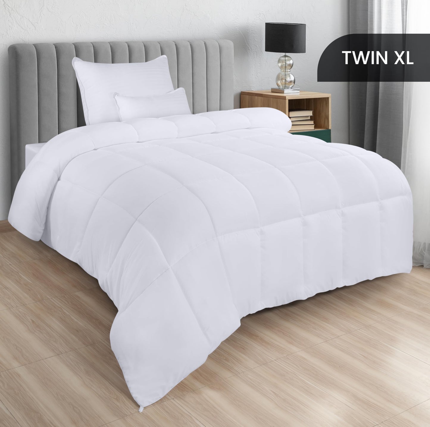 Utopia Bedding Steppbetten Queen-Größe, Ganzjahres-Bettdeckeneinlage, Daunenalternative Box-gesteppte Bettdecke mit Ecklaschen, Maschinenwaschbar (Weiß)