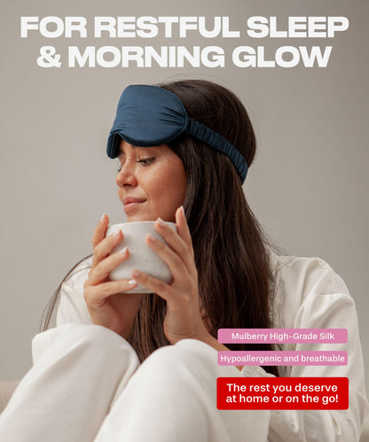 SUNDAYSILKS™ Exclusive Mulberry Silk Sleep Mask | Soft Eye Covers, Blackout Sleeping Mask for Women & Men | Silk Eye Mask for Sleep, Travel, and Relaxation | Antifaz para Dormir [Nude Champagne]