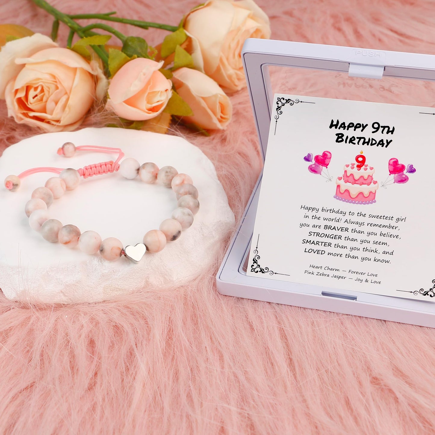 Sereney 5 Jahre altes Mädchen Geburtstagsgeschenkideen, verstellbares rosa-weißes Perlenarmband als Fünf-Jahres-5-Jahre-altes 5. Geburtstagsgeschenk für Teenager-Mädchen, Tochter, Nichte, Enkelin