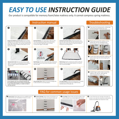 Storage Logic Foam Mattress Vacuum Bag with 4 Adjustable Packing Straps for Moving, Storage, Shipping, Vacuum Seal Mattress Bag with Packaging Straps (Queen/Full/Full-XL)