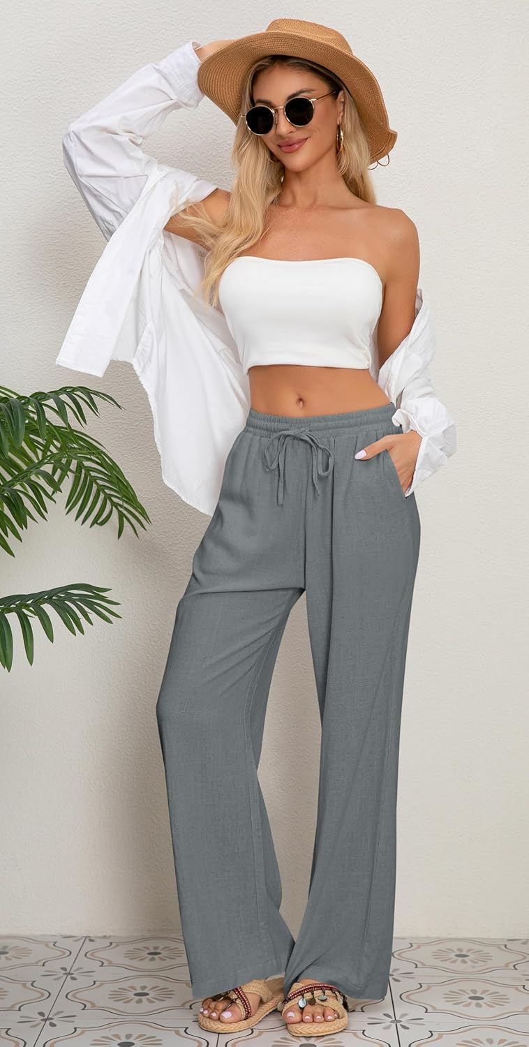 AISEW Women's Cotton Linen Palazzo Pants: The Ultimate Lounge Wear