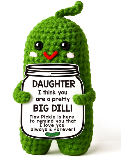 MAMAGIFTREE Fathers Day Dad Birthday Gifts from Daughter or Son,Handmade Crochet Pickle -I Love Best Daddy Ever Gift Thank You Daddy Funny Emotional Care Desk Decor