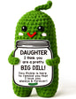 MAMAGIFTREE Fathers Day Dad Birthday Gifts from Daughter or Son,Handmade Crochet Pickle -I Love Best Daddy Ever Gift Thank You Daddy Funny Emotional Care Desk Decor