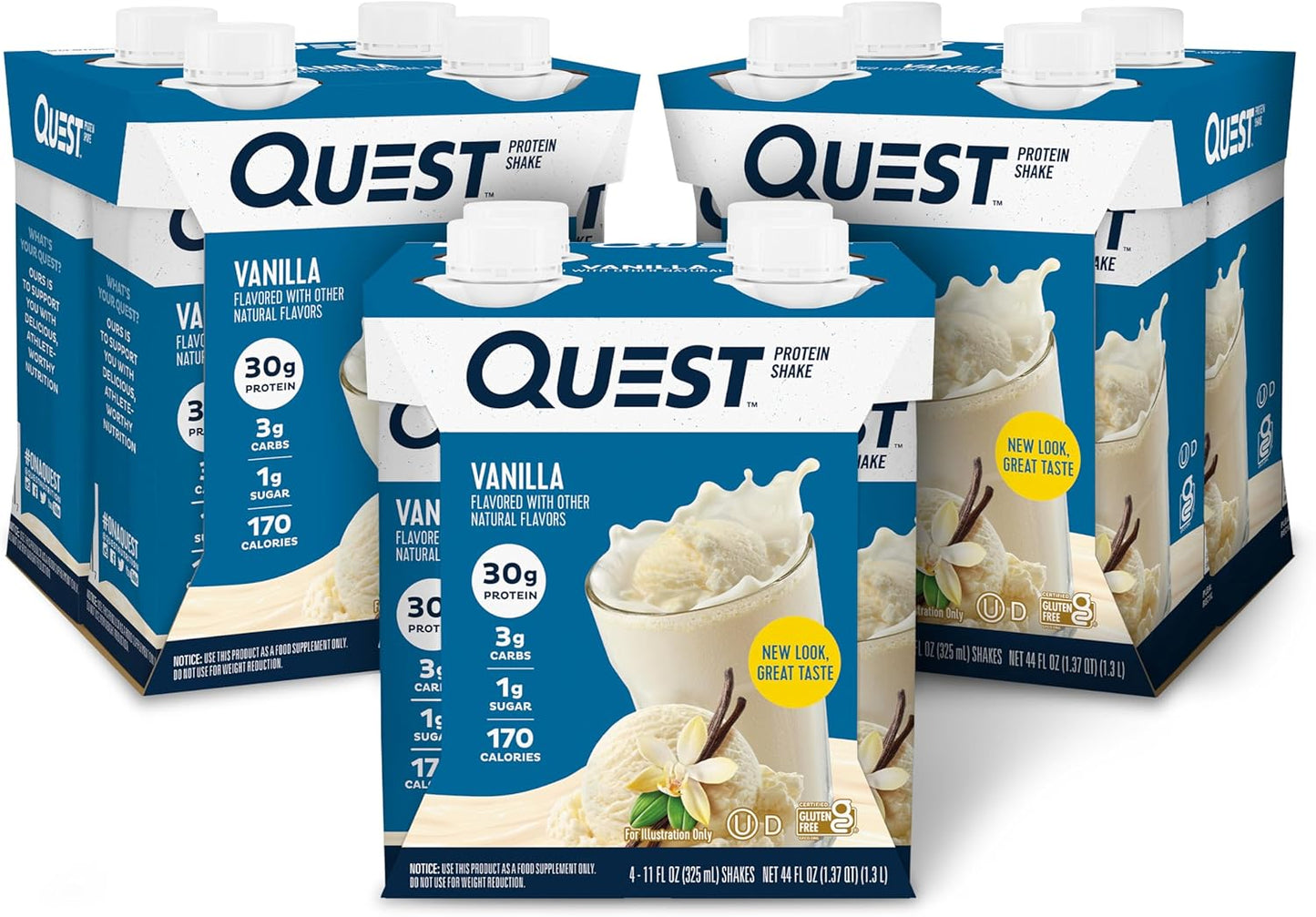Quest Nutrition Vanilla Protein Shake, High protein, Low Carb, Gluten Free, Keto Friendly, 12Count