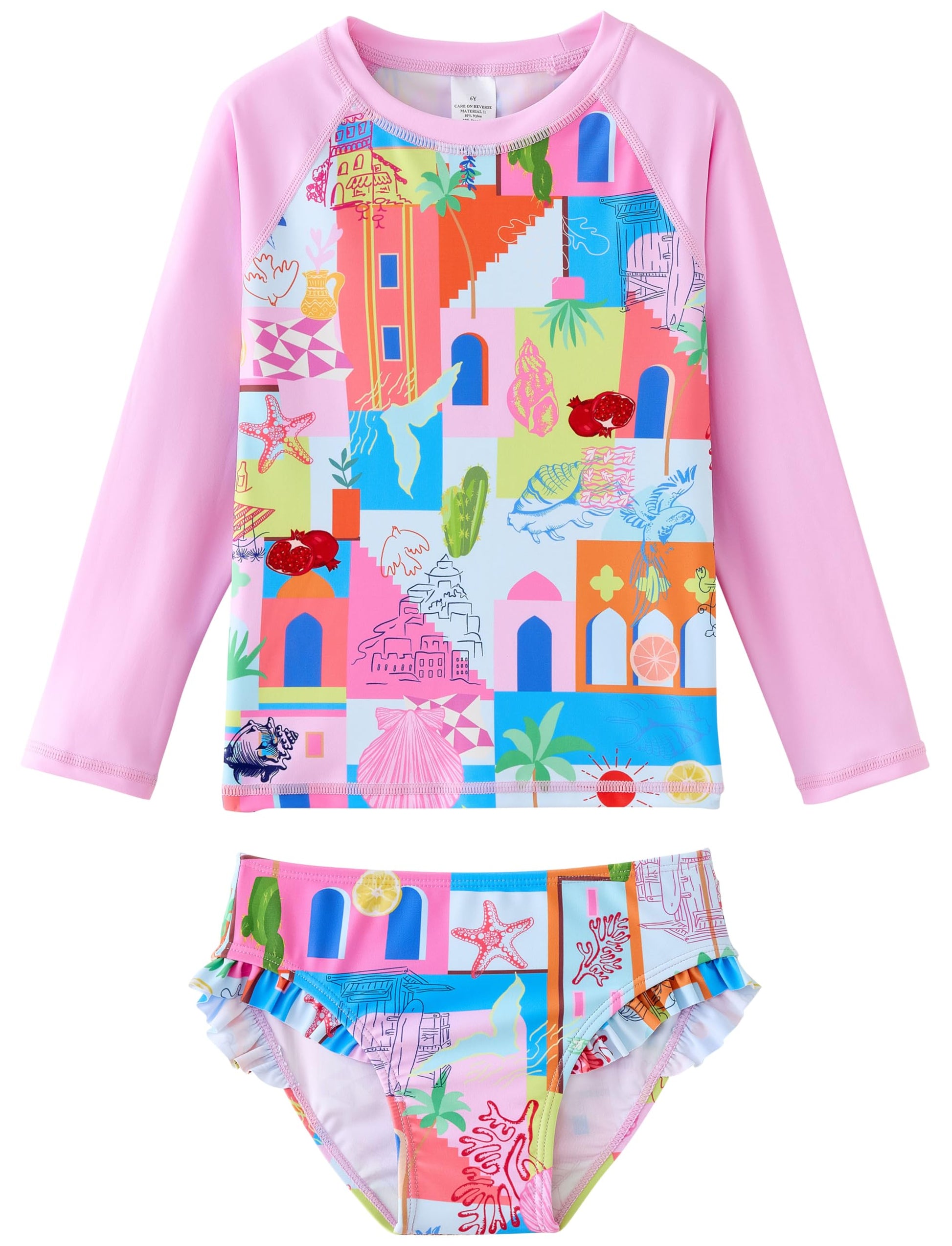 UMELOK Toddler and Little Girls Rash Guard Sets with Bikini Bottoms Swimwear