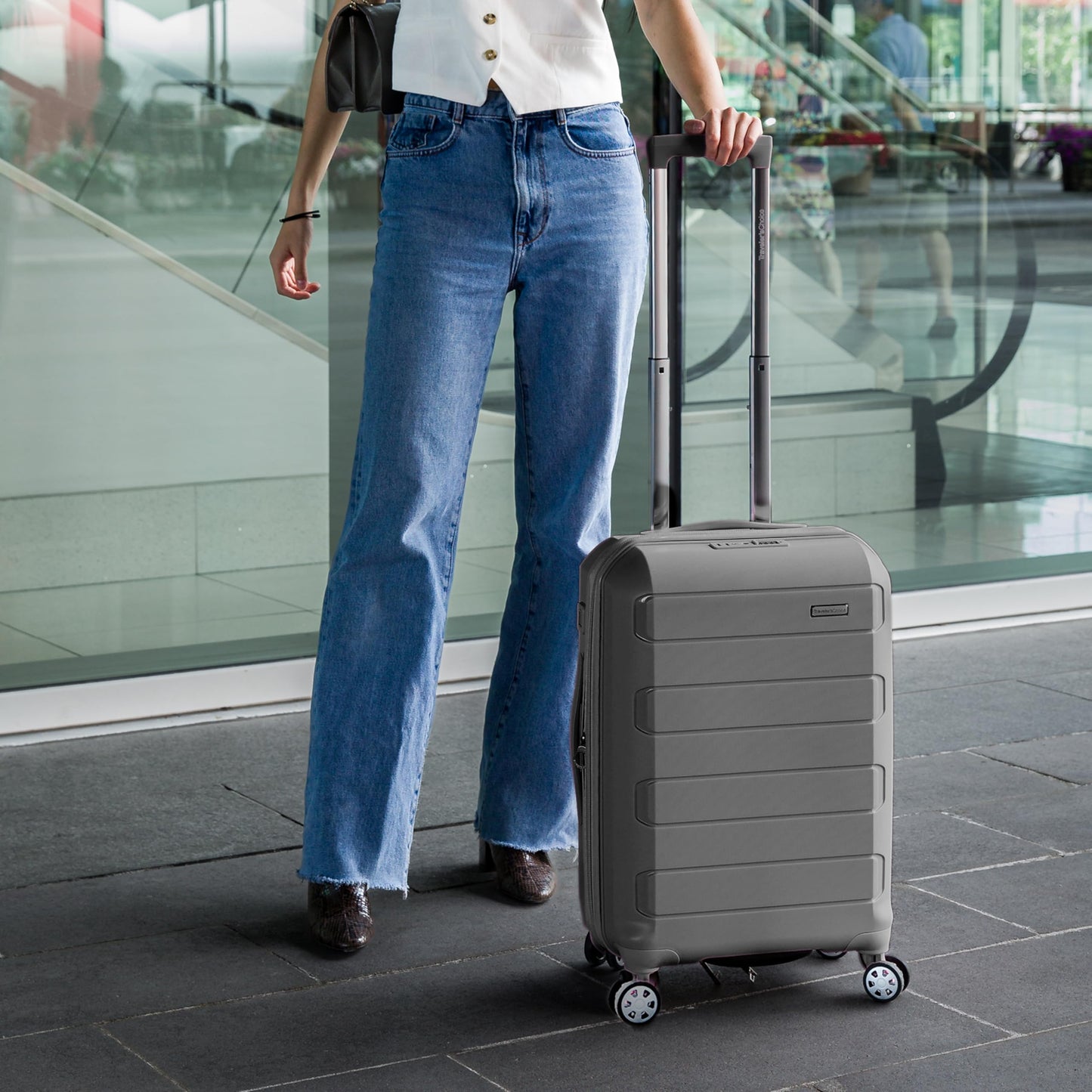 Traveler's Choice Pagosa Hardshell Expandable Luggage with Spinner Wheels, Slate Blue, 3-Piece Set (22/27/30)