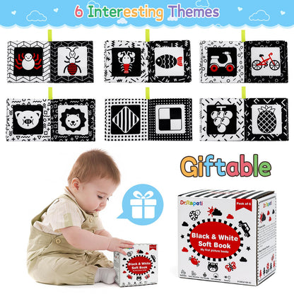 Dr.Rapeti Stoffbücher Babybücher Badebücher 6er-Pack für Babys Kleinkinder Kinder Raschelnd Quietschend Waschbar Beißfest Ungiftig Frühpädagogisch Geschenkbar