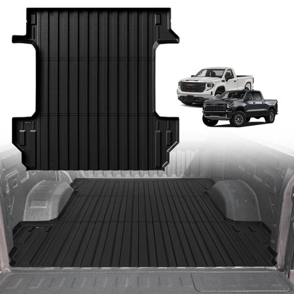 TripleAliners Truck Mat Compatible with 2019-2026 Chevy Silverado 1500 / GMC Sierra 1500 6.6FT Accessories, Truck Bed Mat Heavy Duty Custom Fit All Weather Protection TPE Pickup Liner, Standard Bed