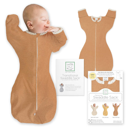 SwaddleDesigns Swaddle Sack with Arms Up Half-Length Sleeves and Mitten Cuffs,