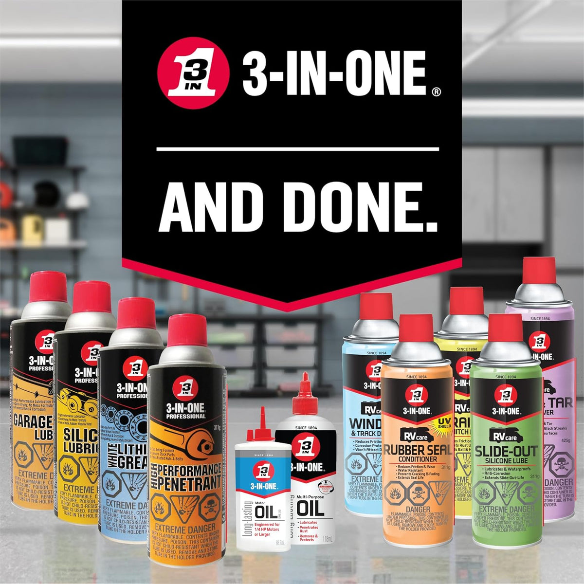 3-IN-ONE Professional Silicone Lubricant Spray, Aerosol 311g, Safe to use on Metal, Rubber, Wood and Vinyl. Lube Sliding Doors, Treadmills, Garage Doors, Rubber Seals and More | 1041 | Single Can