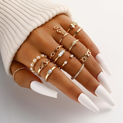 FAXHION 24-60 Pcs Gold Stackable Rings for Women, Knuckle Rings Chunky Gold Ring Set Dainty Stacking Cute Rings, Multiple Sizes Cute Jewelry Set Gift