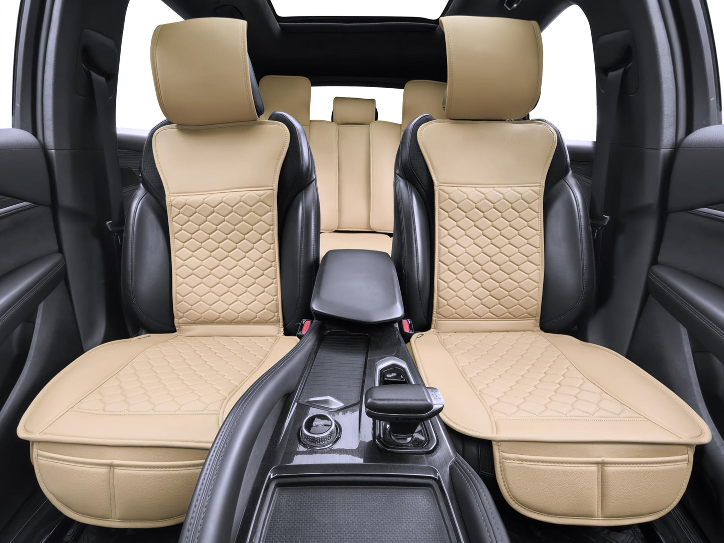 Elantrip 2PCs Front Car Seat Covers Leather Water Proof Seat Protector Universal fit for Most Cars SUVs and Trucks Black