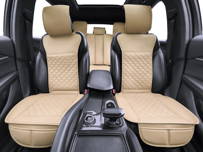 Elantrip 2PCs Front Car Seat Covers Leather Water Proof Seat Protector Universal fit for Most Cars SUVs and Trucks Black