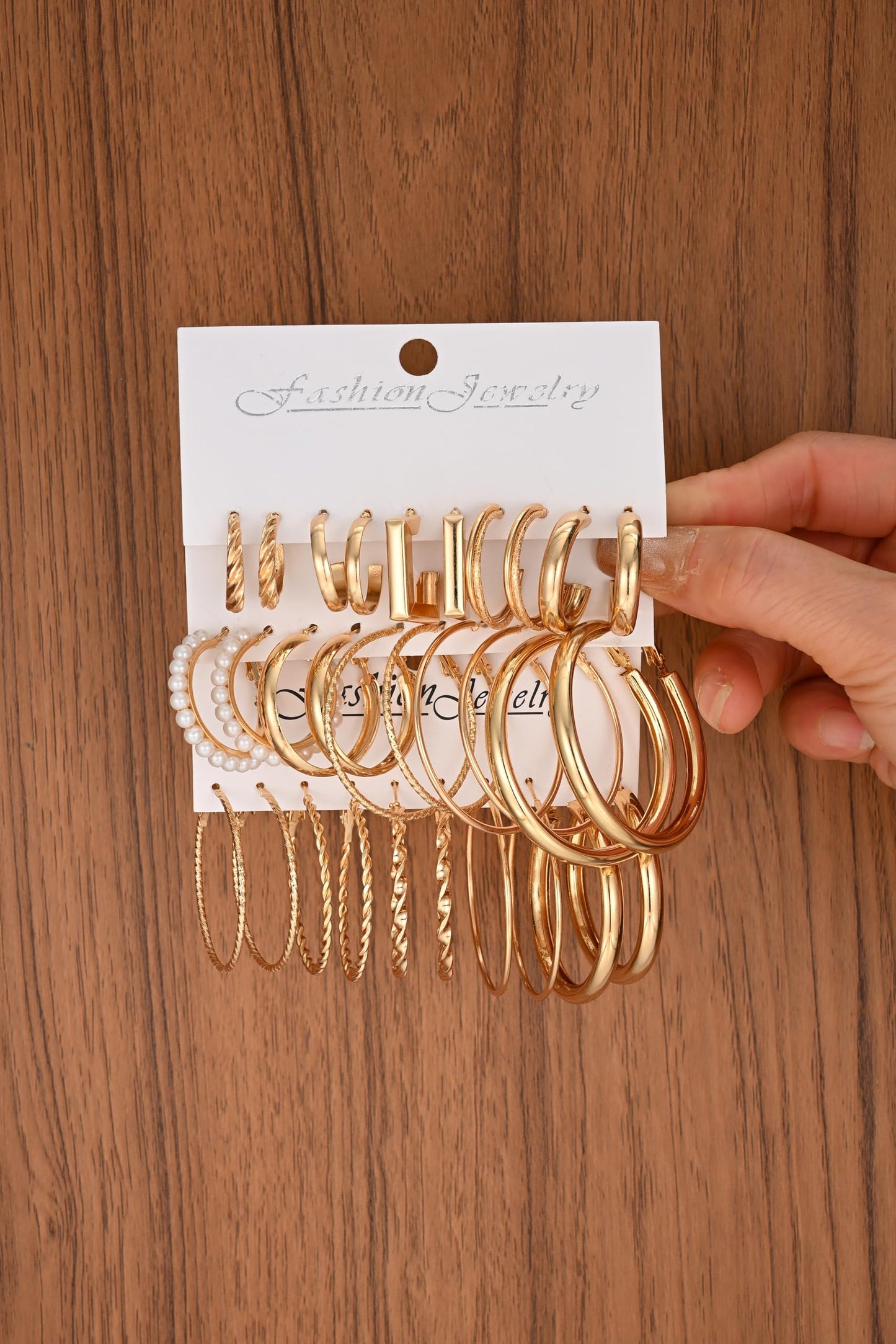 42 Paar goldene Creolen für Damen, Modisches klobiges Perlenohrring-Multipack, gedrehter Statement-Ohrring-Pack, hypoallergene kleine große Creolen für Geburtstagsfeiern (Gold-42 Paare)