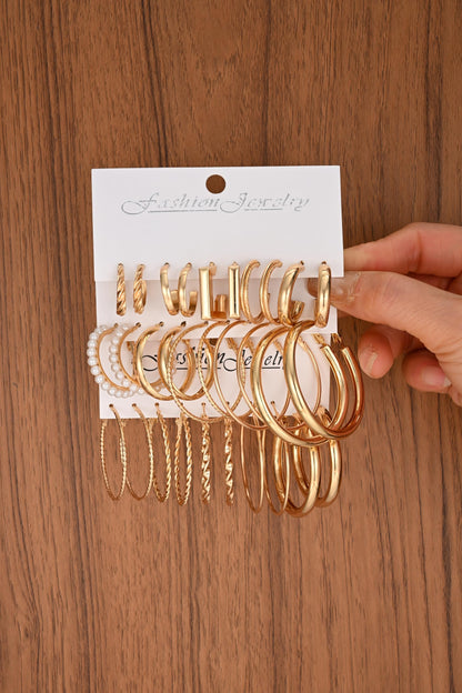 42 Paar goldene Creolen für Damen, Modisches klobiges Perlenohrring-Multipack, gedrehter Statement-Ohrring-Pack, hypoallergene kleine große Creolen für Geburtstagsfeiern (Gold-42 Paare)