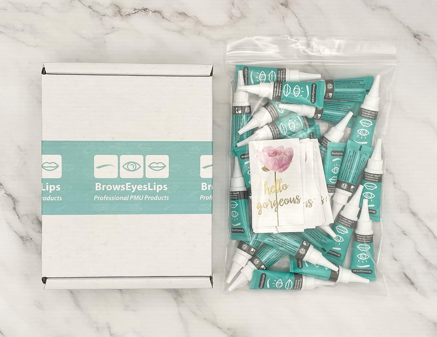 Microblading Aftercare - (Box of 25) for PMU and Tattoo Aftercare - Brows Eyes Lips Ointment. Not Tested on Animals. Petroleum and Paraben Free