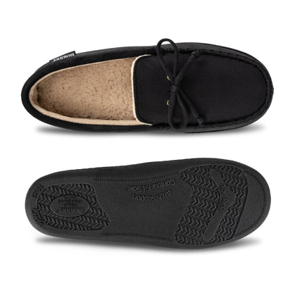 isotoner Men's Slip-on Indoor/Outdoor Microsuede Memory Foam Comfort Moccasin Slippers