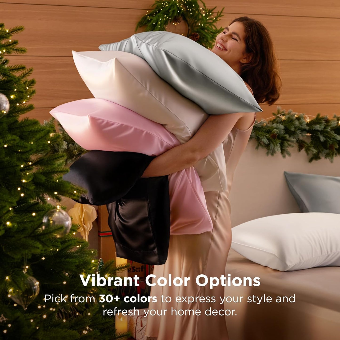 Bedsure Satin-Kissenbezug, Queen-Size, 2er-Pack, Seidenkissenbezügen ähnlich, seidige Kissenhüllen mit Hotelverschluss, Raumdeko, Valentinsgeschenke für Frauen und Männer, Grau, 50x75 cm